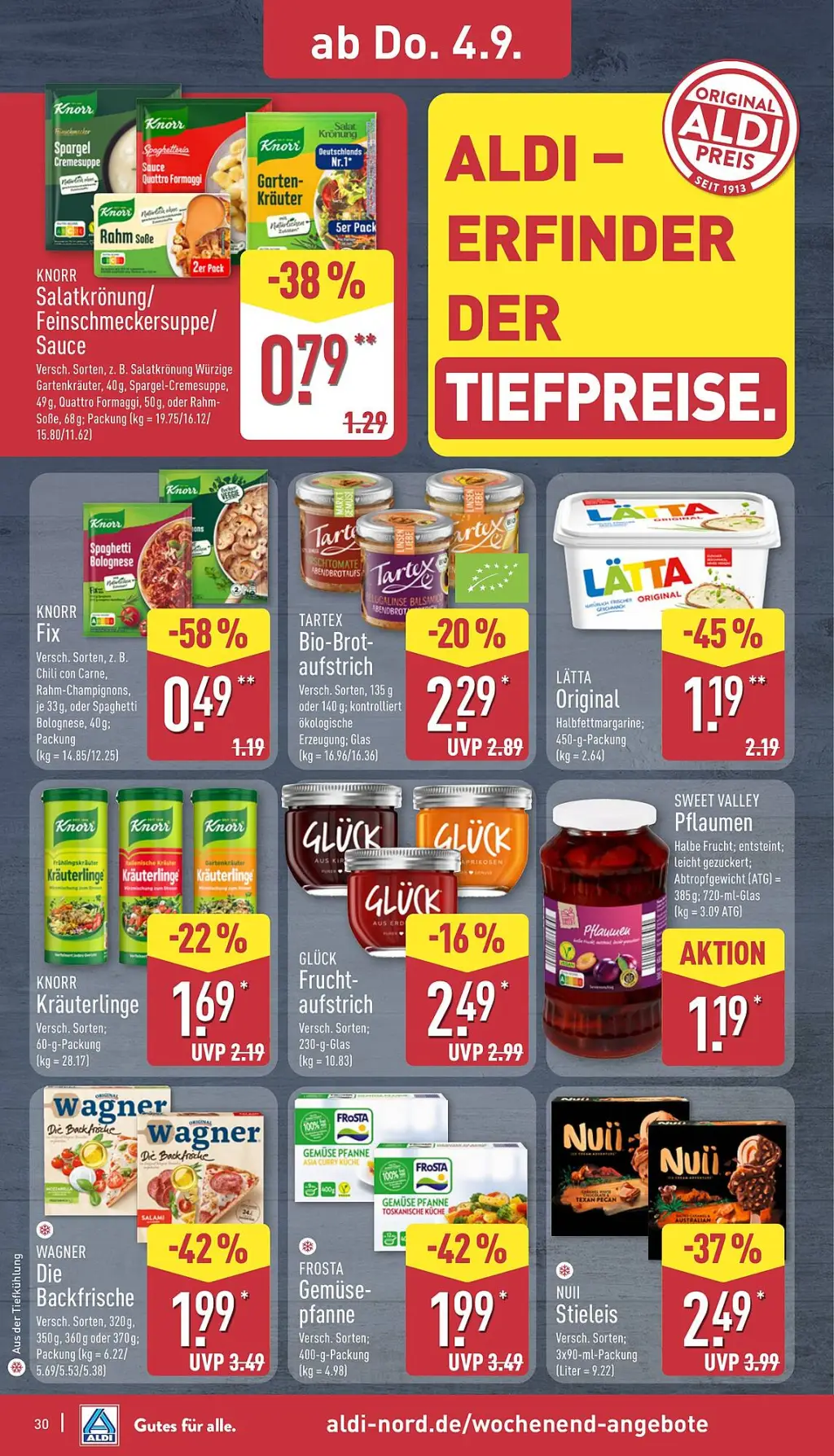 Aldi Nord Prospekt KW36 mit aktuellen Angeboten und attraktiven Rabatten – günstige Lebensmittel, Sparen Sie bei Aldi Nord Prospekt diese Woche!