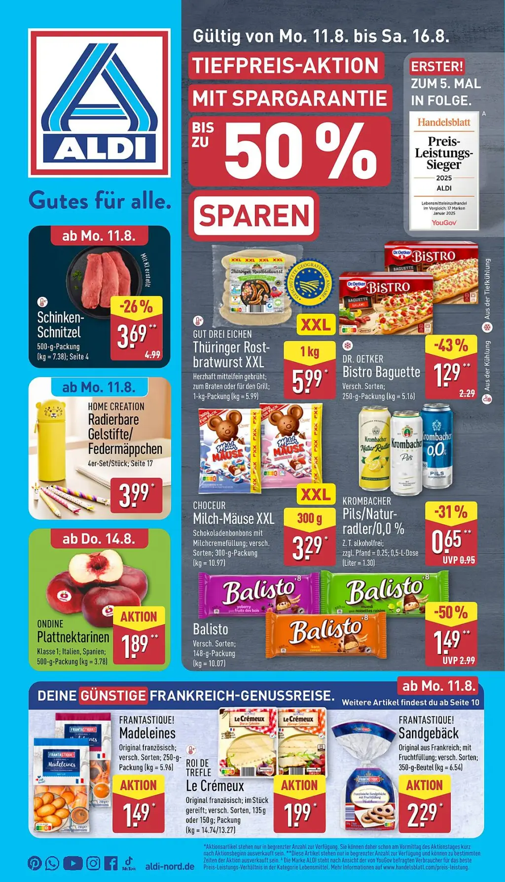 Aldi Nord Prospekt KW33 mit aktuellen Angeboten und attraktiven Rabatten – günstige Lebensmittel, Sparen Sie bei Aldi Nord Prospekt diese Woche!