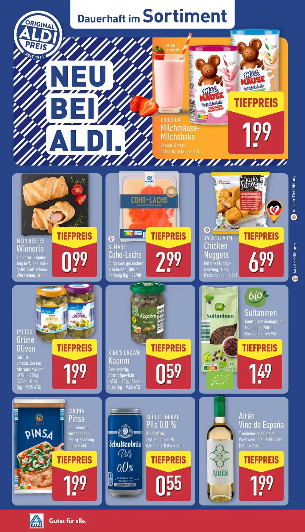 Aldi Nord Prospekt KW33 mit aktuellen Angeboten und attraktiven Rabatten – günstige Lebensmittel, Sparen Sie bei Aldi Nord Prospekt diese Woche!
