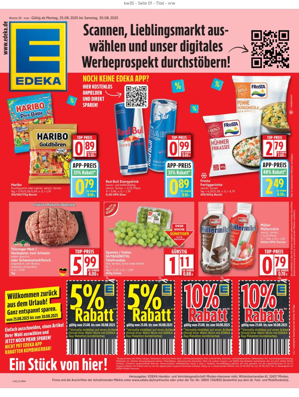 Edeka Prospekt KW35 mit aktuellen Angeboten und attraktiven Rabatten – günstige Lebensmittel, Sparen Sie bei Edeka Prospekt diese Woche!