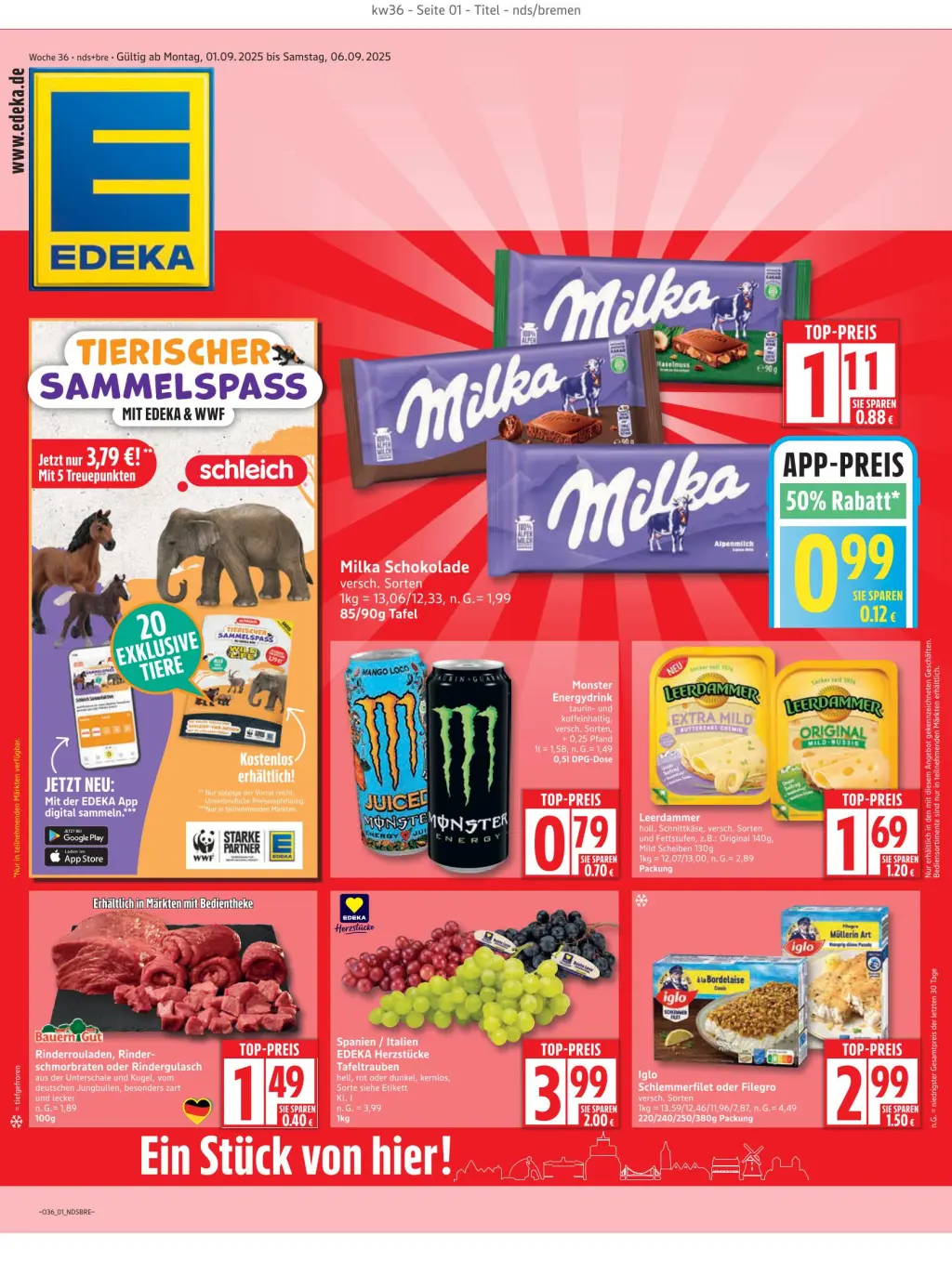 Edeka Prospekt KW36 mit aktuellen Angeboten und attraktiven Rabatten – günstige Lebensmittel, Sparen Sie bei Edeka Prospekt diese Woche!