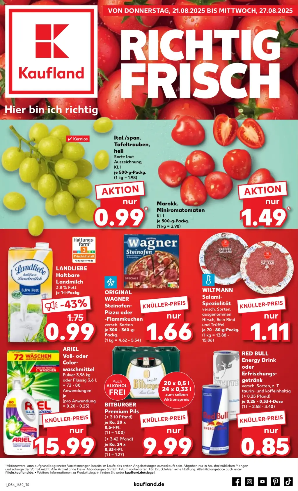 Kaufland Prospekt KW34 mit aktuellen Angeboten und attraktiven Rabatten – günstige Lebensmittel, Sparen Sie bei Kaufland Prospekt diese Woche!