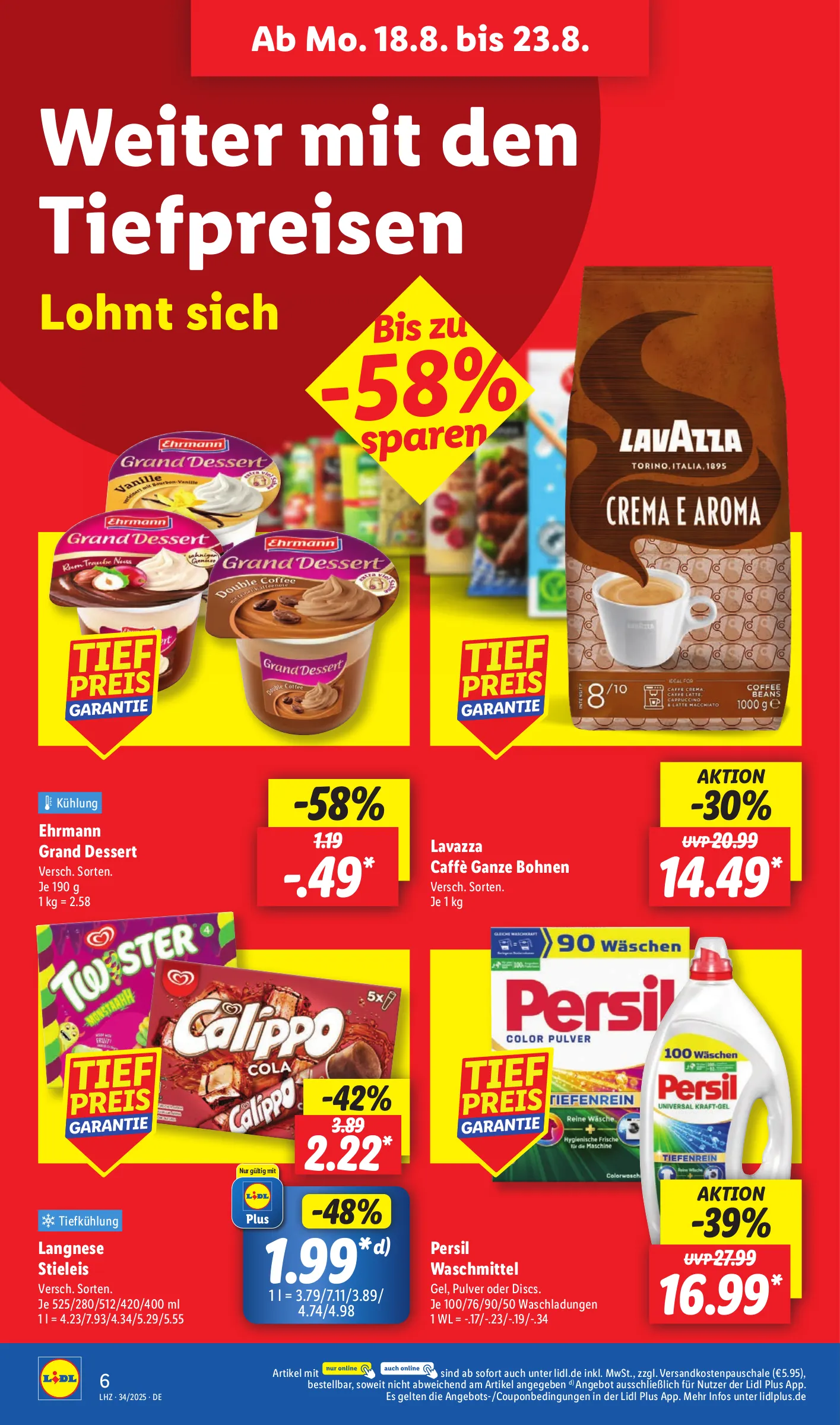 Lidl Prospekt KW34 mit aktuellen Angeboten und attraktiven Rabatten – günstige Lebensmittel, Sparen Sie bei Lidl Prospekt diese Woche!