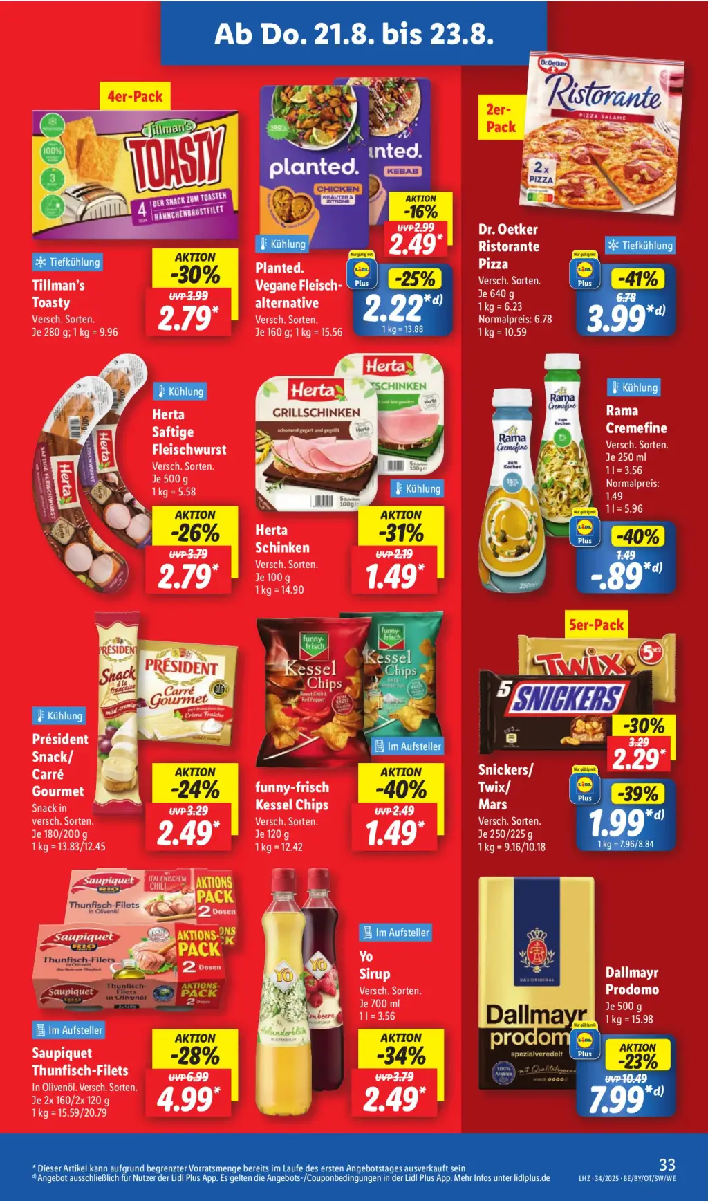Lidl Prospekt KW34 mit aktuellen Angeboten und attraktiven Rabatten – günstige Lebensmittel, Sparen Sie bei Lidl Prospekt diese Woche!