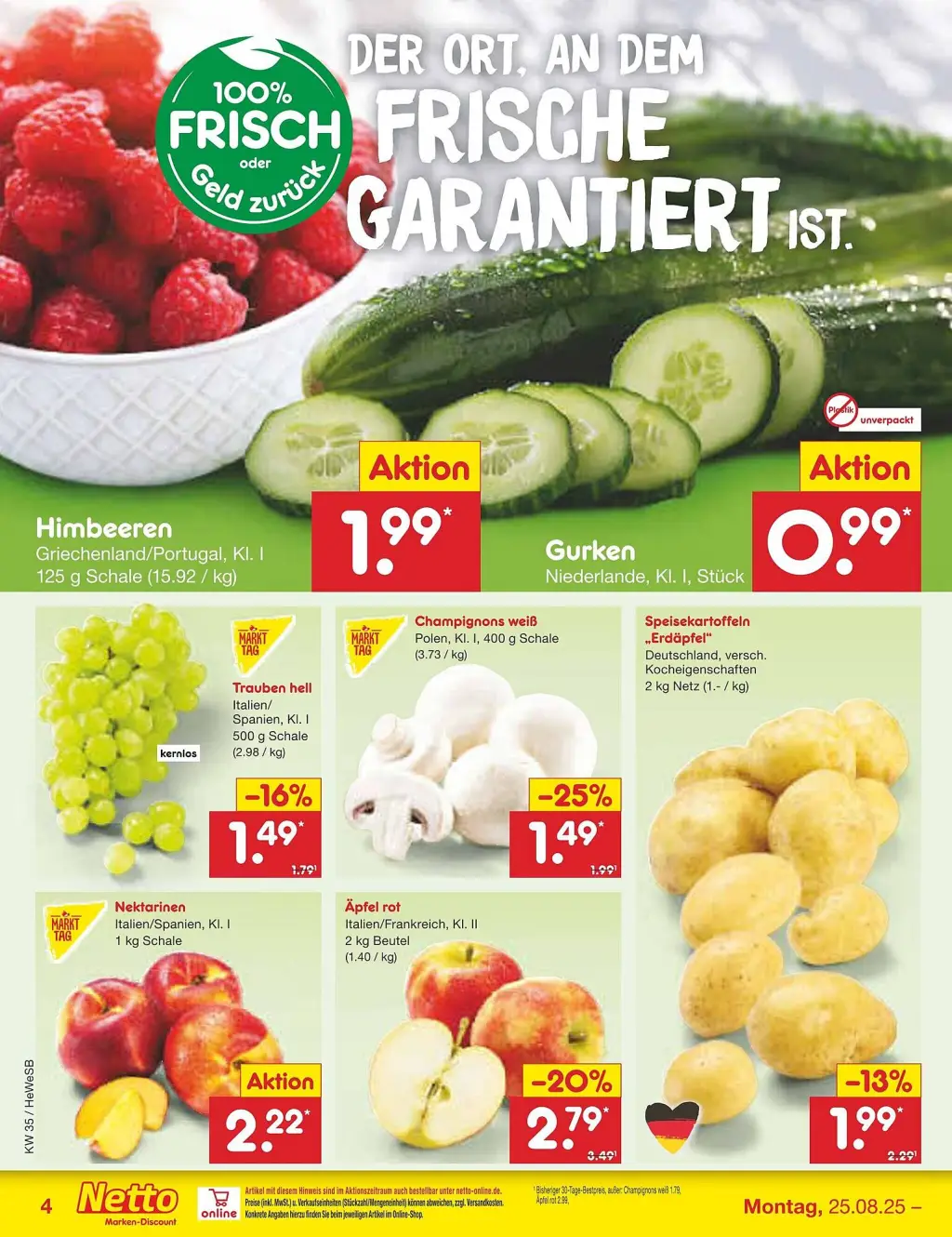 Netto Marken-Discount Prospekt KW35 mit aktuellen Angeboten und attraktiven Rabatten – günstige Lebensmittel, Sparen Sie bei Netto Marken-Discount Prospekt diese Woche!