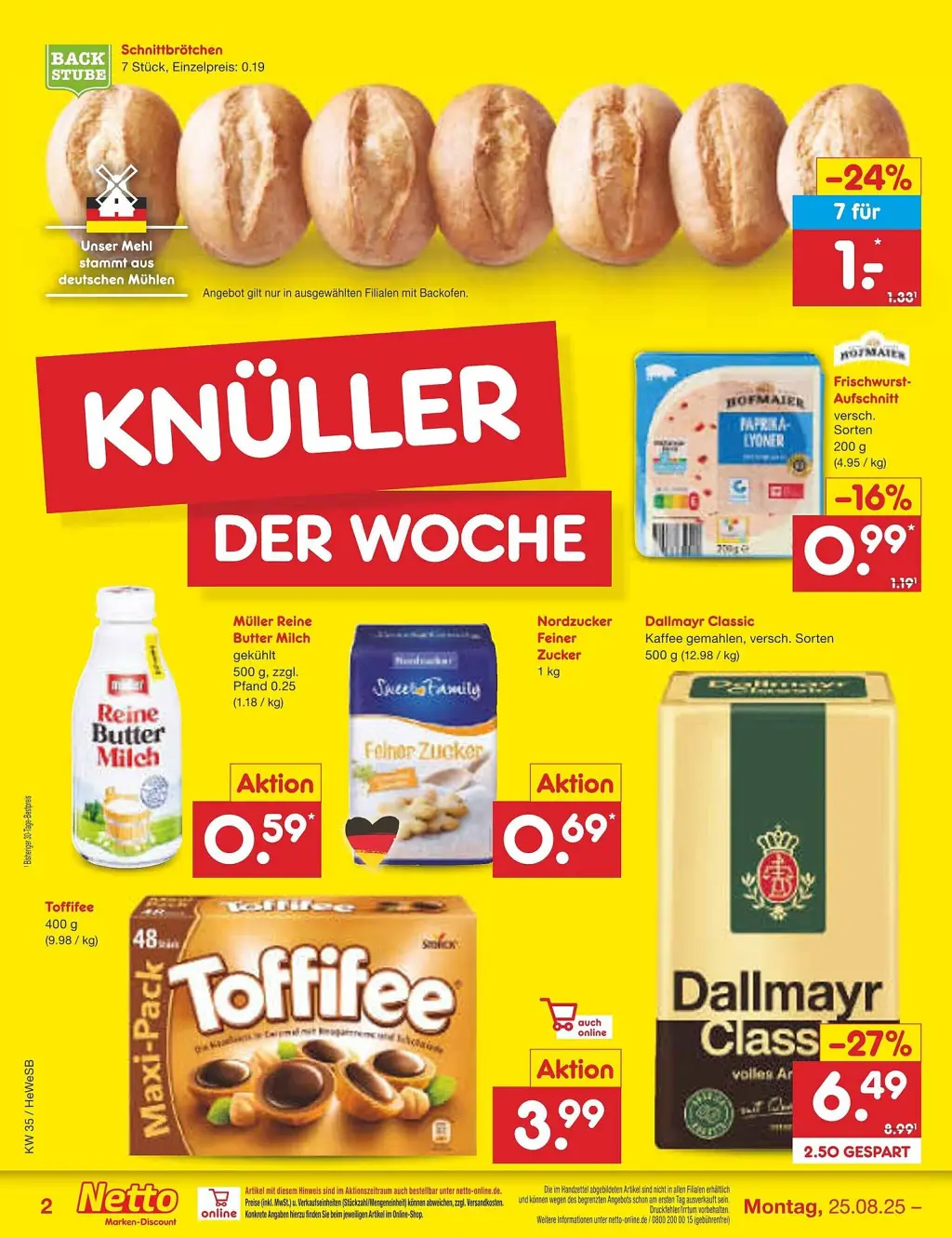 Netto Marken-Discount Prospekt KW35 mit aktuellen Angeboten und attraktiven Rabatten – günstige Lebensmittel, Sparen Sie bei Netto Marken-Discount Prospekt diese Woche!