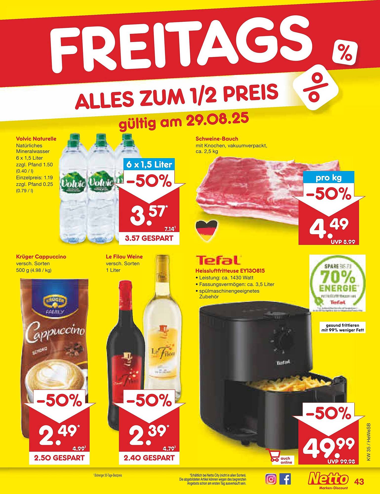 Netto Marken-Discount Prospekt KW35 mit aktuellen Angeboten und attraktiven Rabatten – günstige Lebensmittel, Sparen Sie bei Netto Marken-Discount Prospekt diese Woche!
