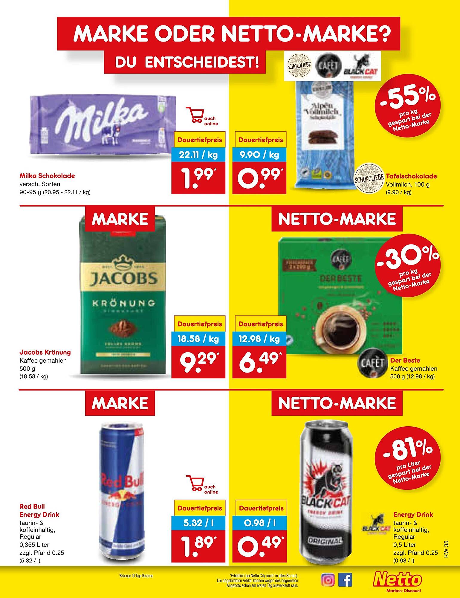 Netto Marken-Discount Prospekt KW35 mit aktuellen Angeboten und attraktiven Rabatten – günstige Lebensmittel, Sparen Sie bei Netto Marken-Discount Prospekt diese Woche!
