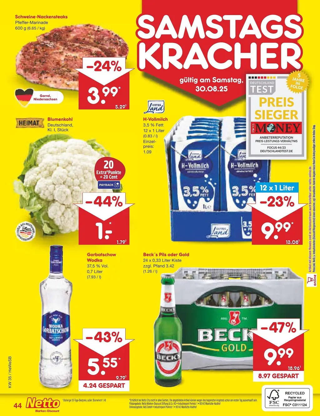 Netto Marken-Discount Prospekt KW35 mit aktuellen Angeboten und attraktiven Rabatten – günstige Lebensmittel, Sparen Sie bei Netto Marken-Discount Prospekt diese Woche!