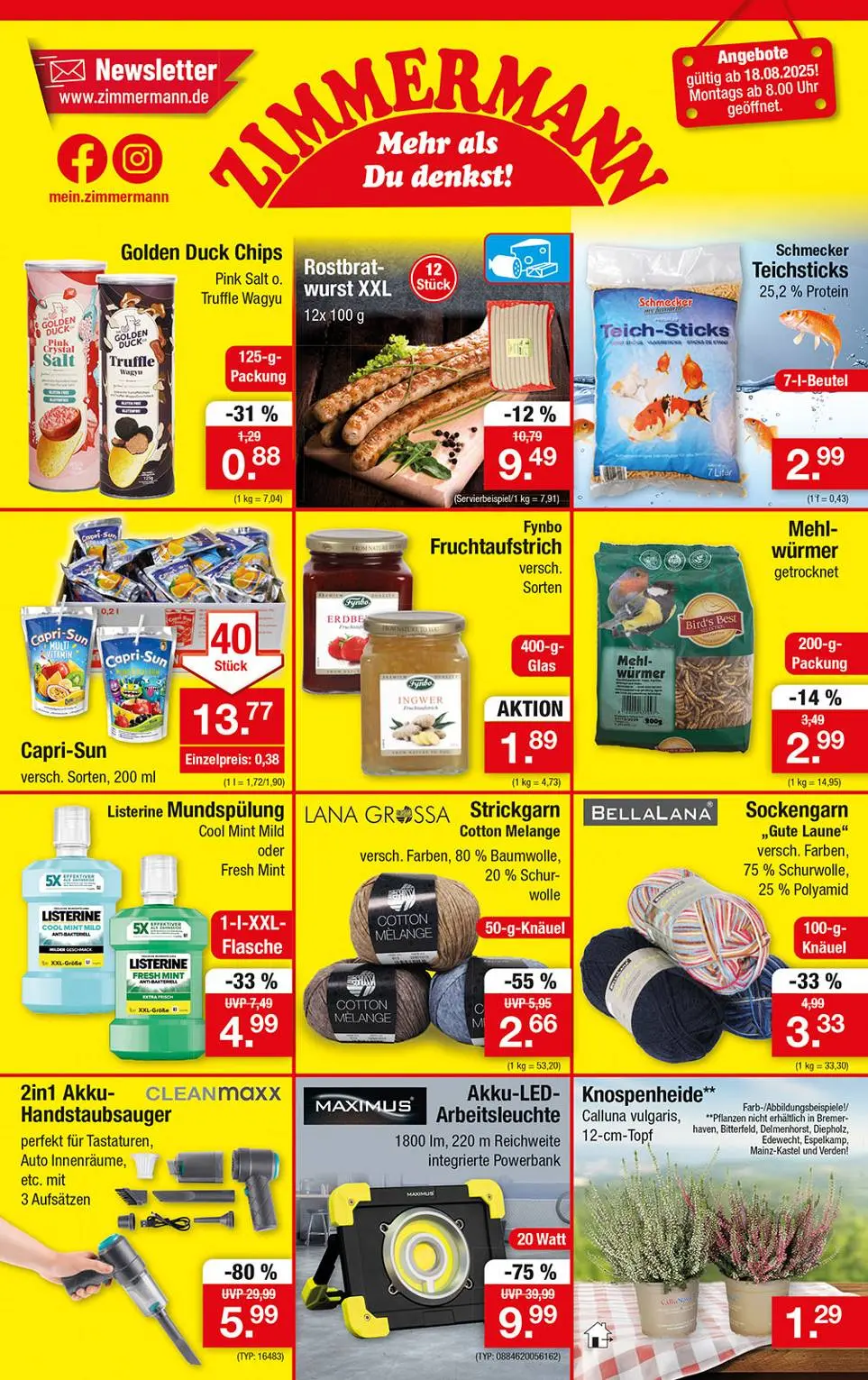 Zimmermann Prospekt KW34 mit aktuellen Angeboten und attraktiven Rabatten – günstige Lebensmittel, Sparen Sie bei Zimmermann Prospekt diese Woche!