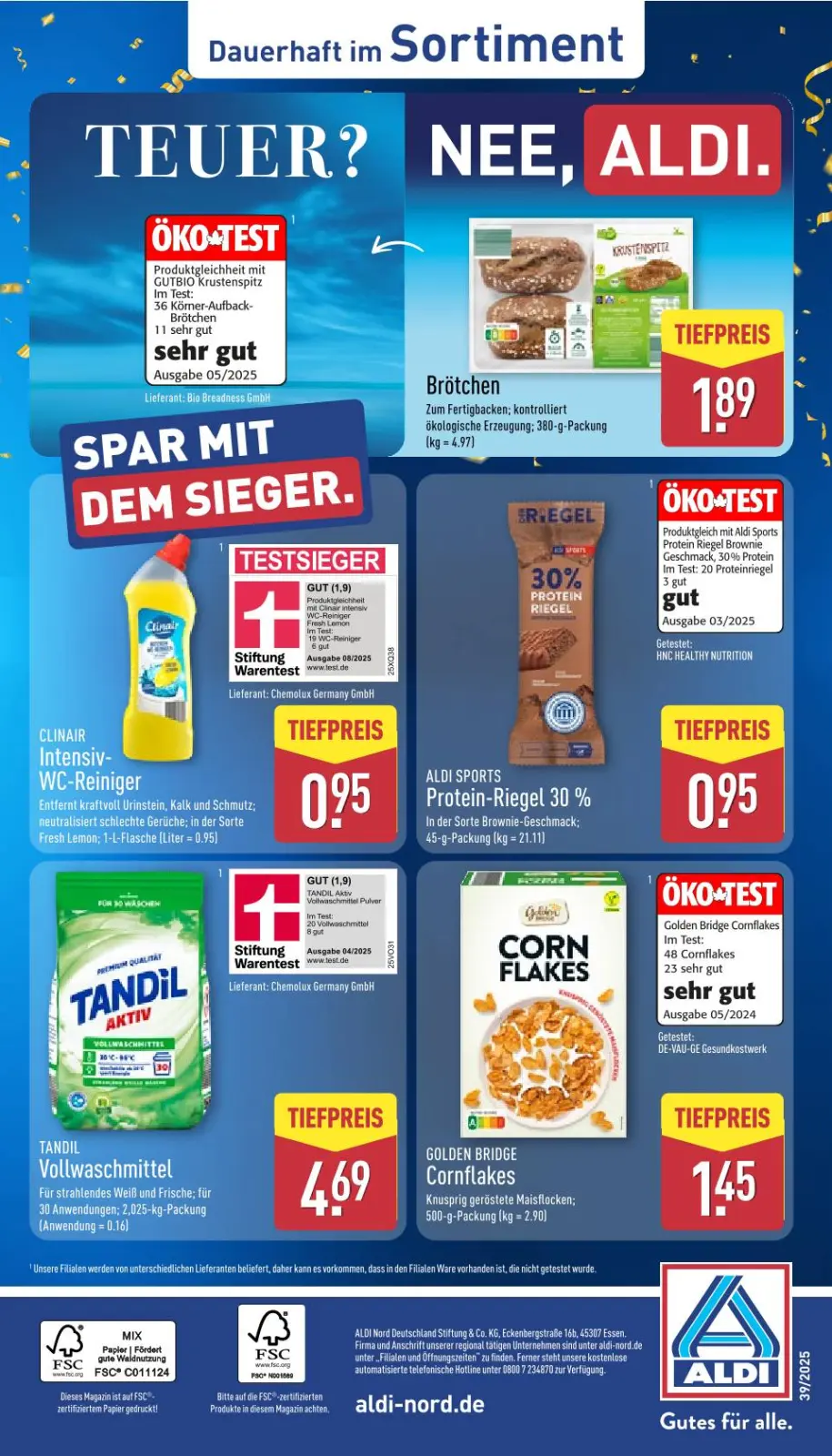 Aldi Nord Prospekt KW39 mit aktuellen Angeboten und attraktiven Rabatten – günstige Lebensmittel, Sparen Sie bei Aldi Nord Prospekt diese Woche!