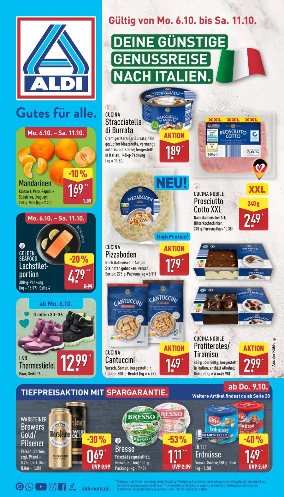 Aldi Nord Prospekt KW41 mit aktuellen Angeboten und attraktiven Rabatten – günstige Lebensmittel, Sparen Sie bei Aldi Nord Prospekt diese Woche!