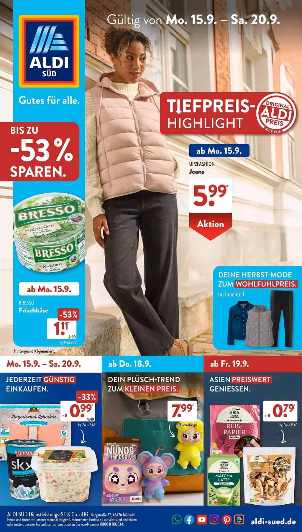 Aldi Süd Prospekt KW38 mit aktuellen Angeboten und attraktiven Rabatten – günstige Lebensmittel, Sparen Sie bei Aldi Süd Prospekt diese Woche!