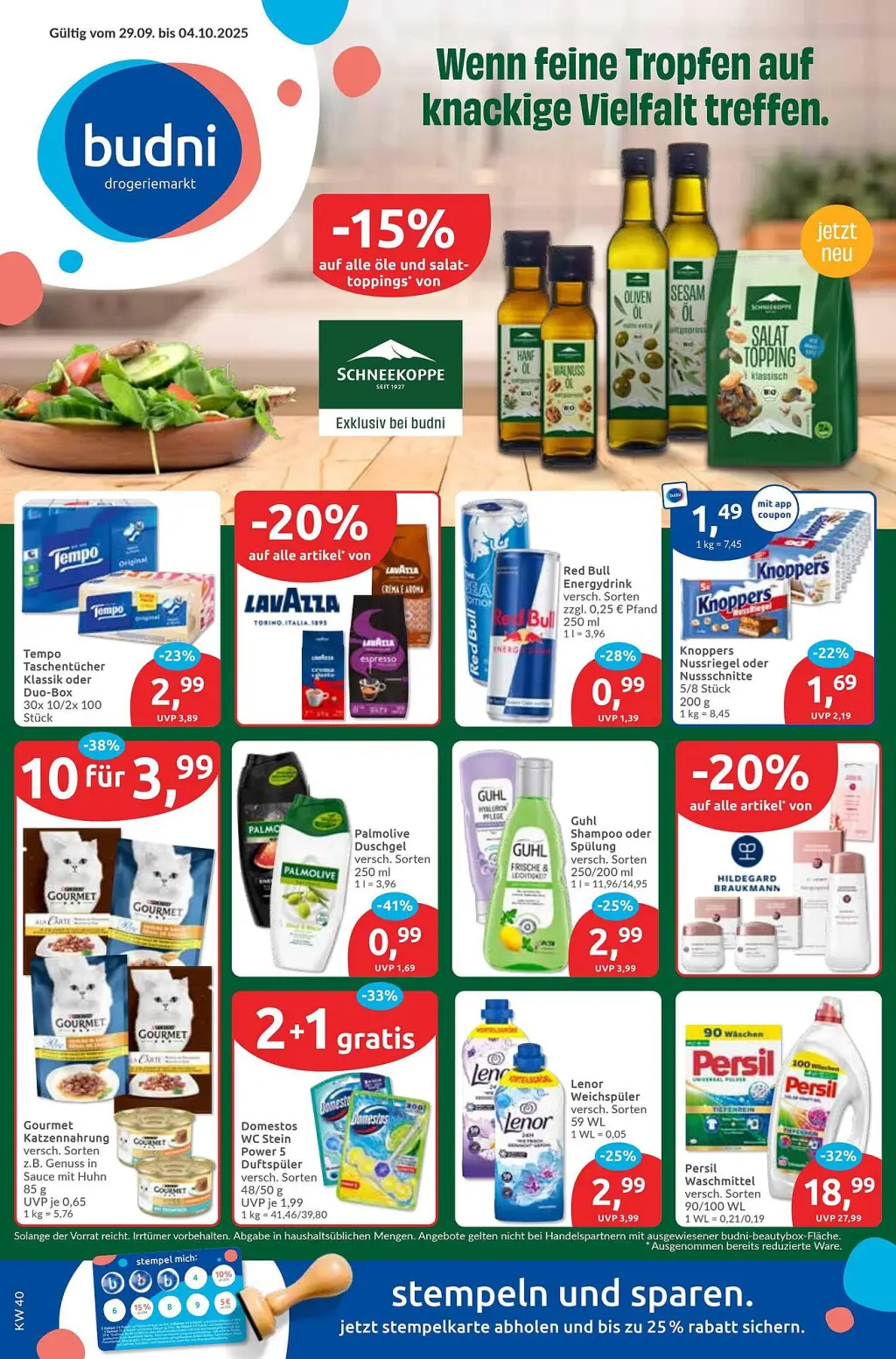 Budni Prospekt KW40 mit aktuellen Angeboten und attraktiven Rabatten – günstige Lebensmittel, Sparen Sie bei Budni Prospekt diese Woche!