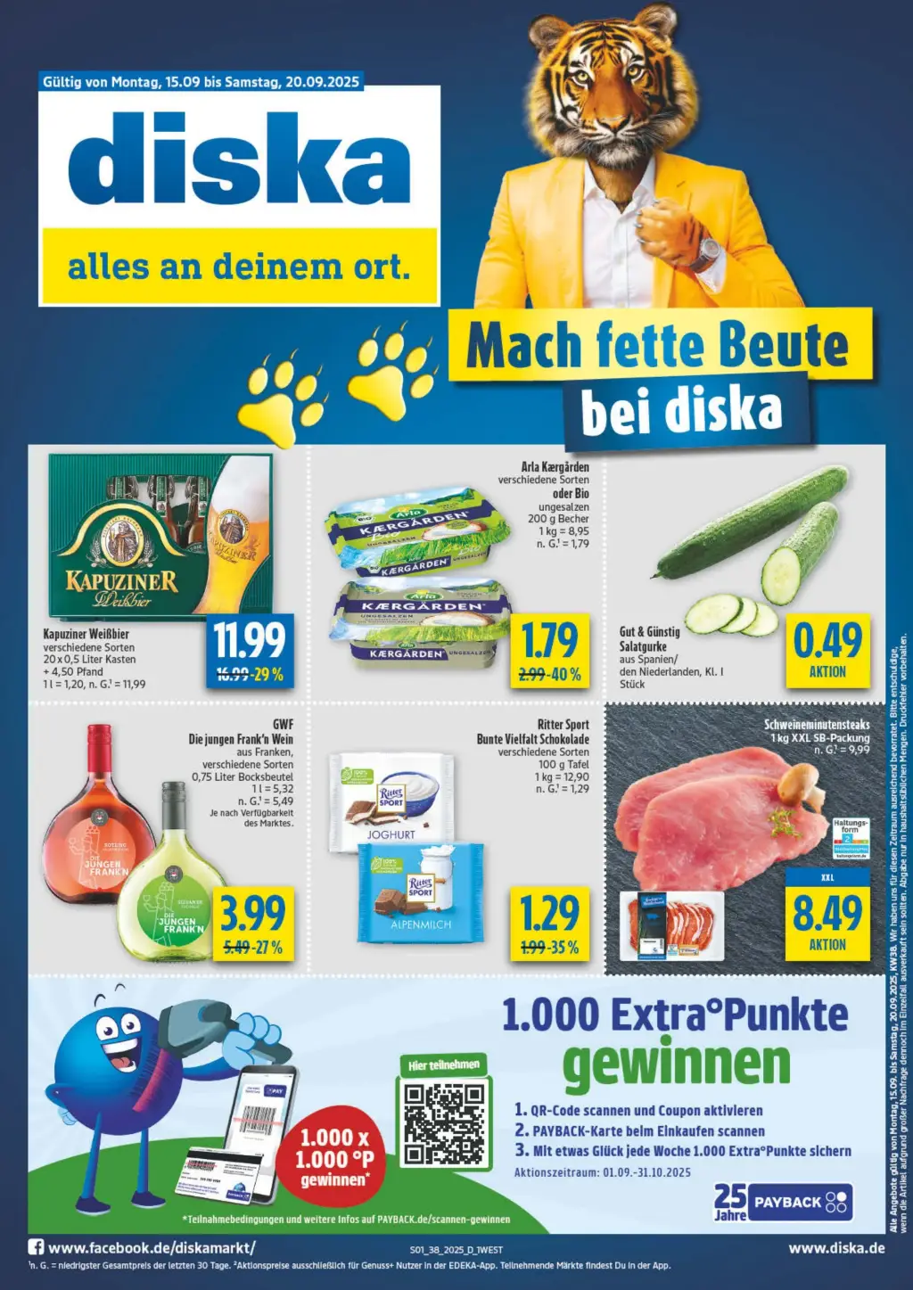 diska Prospekt KW38 mit aktuellen Angeboten und attraktiven Rabatten – günstige Lebensmittel, Sparen Sie bei diska Prospekt diese Woche!