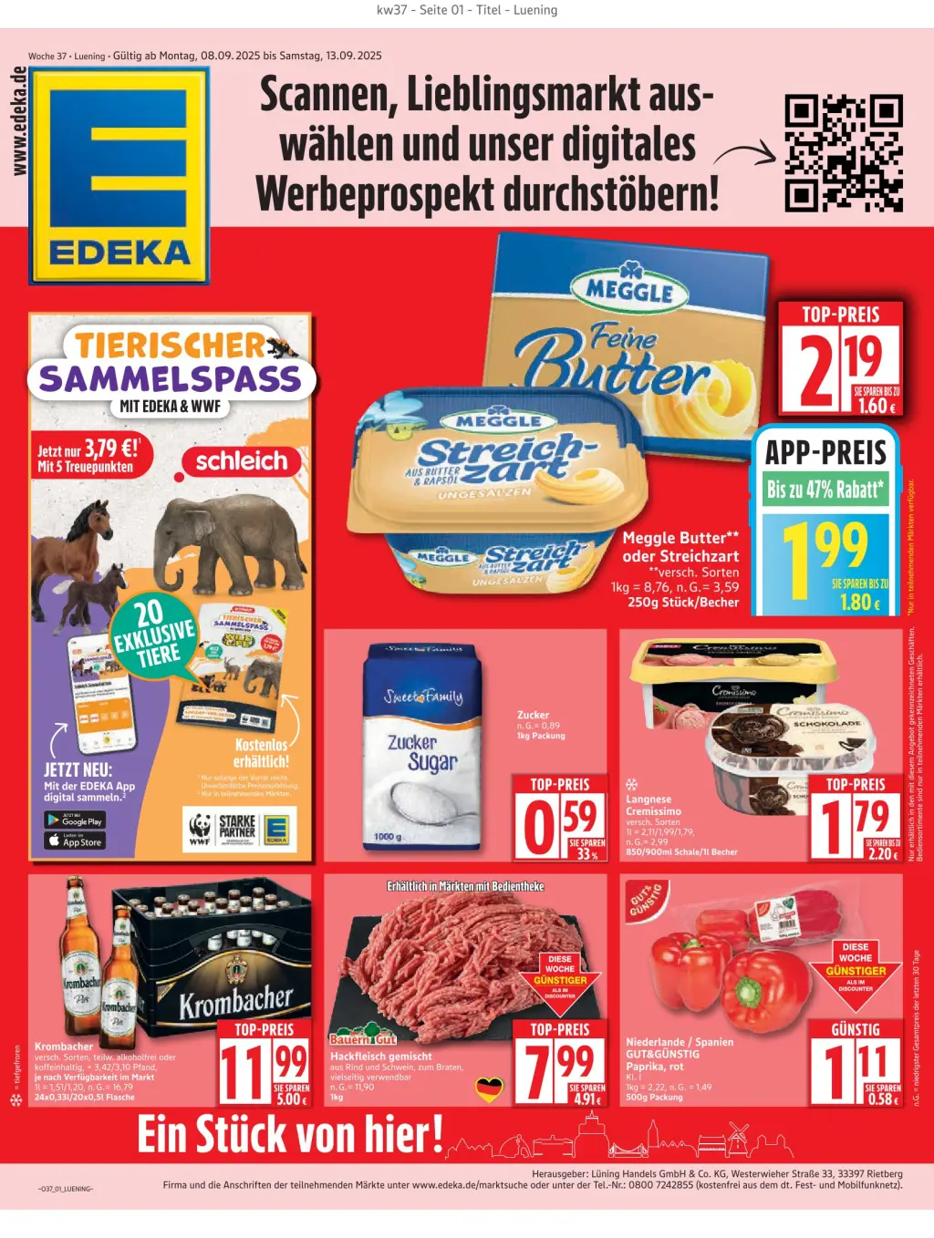 Edeka Prospekt KW37 mit aktuellen Angeboten und attraktiven Rabatten – günstige Lebensmittel, Sparen Sie bei Edeka Prospekt diese Woche!