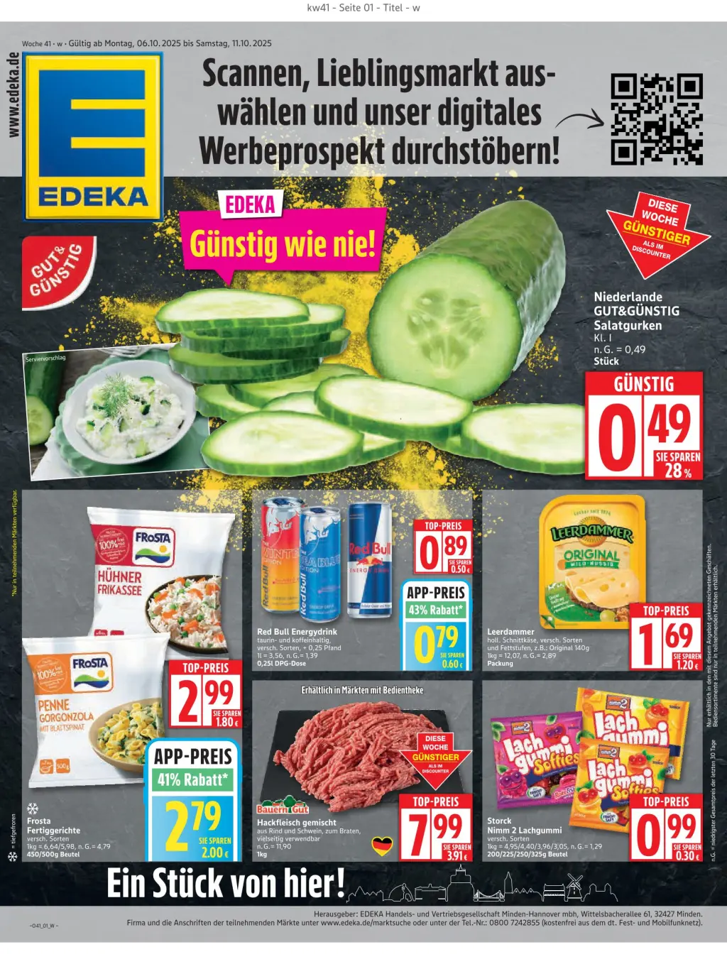 Edeka Prospekt KW41 mit aktuellen Angeboten und attraktiven Rabatten – günstige Lebensmittel, Sparen Sie bei Edeka Prospekt diese Woche!