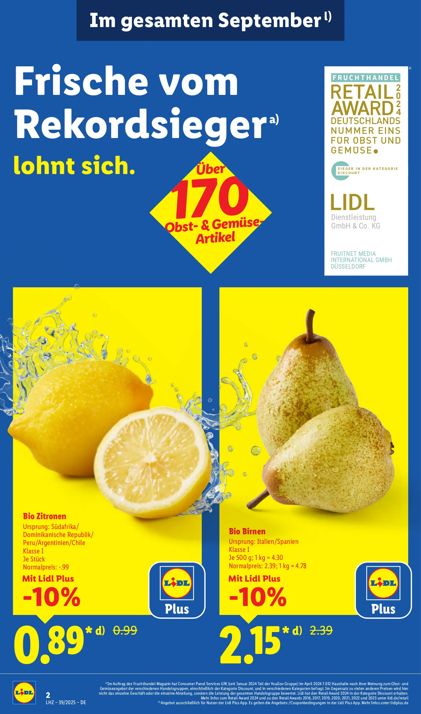Lidl Prospekt KW39 mit aktuellen Angeboten und attraktiven Rabatten – günstige Lebensmittel, Sparen Sie bei Lidl Prospekt diese Woche!