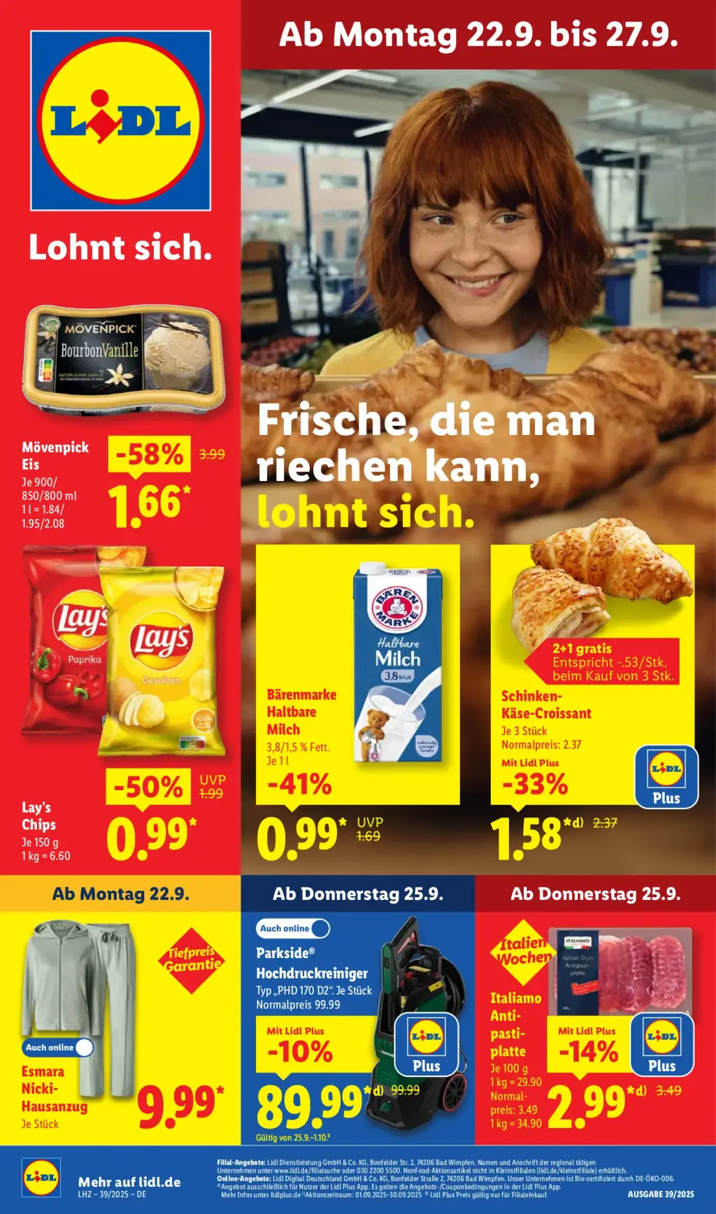 Lidl Prospekt KW39 mit aktuellen Angeboten und attraktiven Rabatten – günstige Lebensmittel, Sparen Sie bei Lidl Prospekt diese Woche!