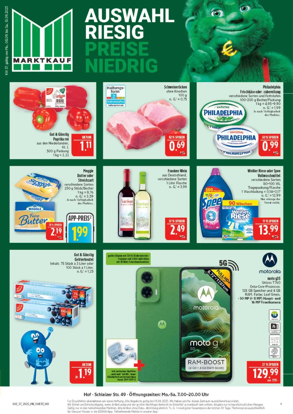 Marktkauf Prospekt KW37 mit aktuellen Angeboten und attraktiven Rabatten – günstige Lebensmittel, Sparen Sie bei Marktkauf Prospekt diese Woche!