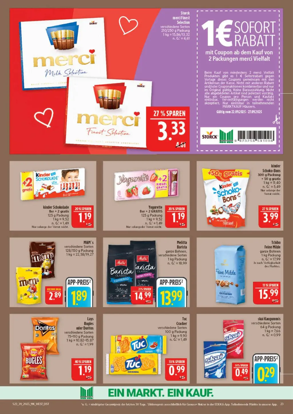 Marktkauf Prospekt KW39 mit aktuellen Angeboten und attraktiven Rabatten – günstige Lebensmittel, Sparen Sie bei Marktkauf Prospekt diese Woche!