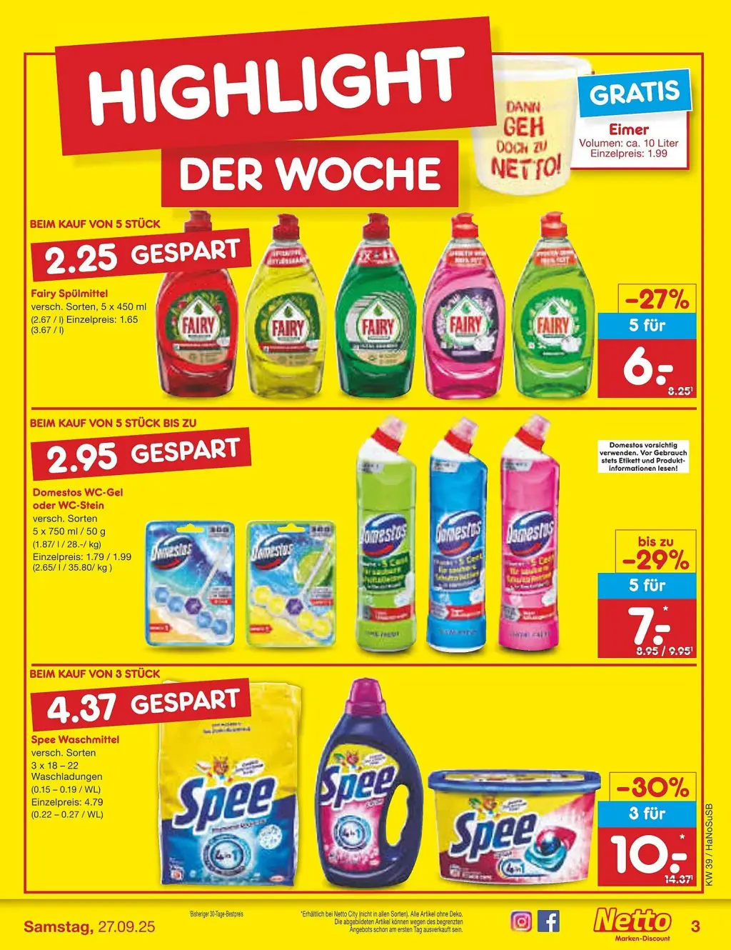 Netto Marken-Discount Prospekt KW39 mit aktuellen Angeboten und attraktiven Rabatten – günstige Lebensmittel, Sparen Sie bei Netto Marken-Discount Prospekt diese Woche!