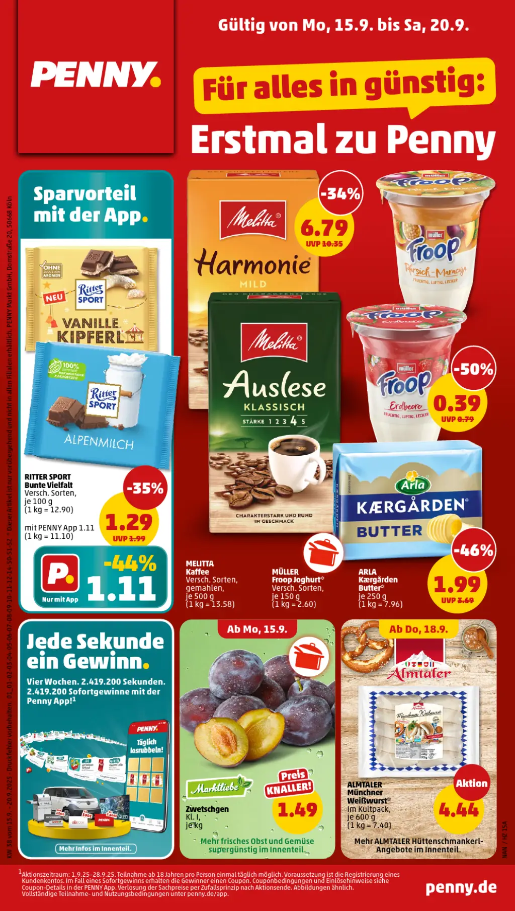 PENNY Prospekt KW38 mit aktuellen Angeboten und attraktiven Rabatten – günstige Lebensmittel, Sparen Sie bei PENNY Prospekt diese Woche!