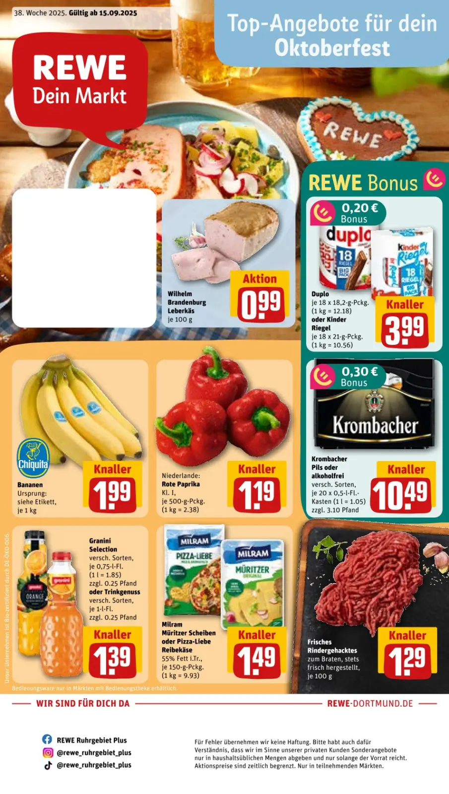 REWE Prospekt KW38 mit aktuellen Angeboten und attraktiven Rabatten – günstige Lebensmittel, Sparen Sie bei REWE Prospekt diese Woche!