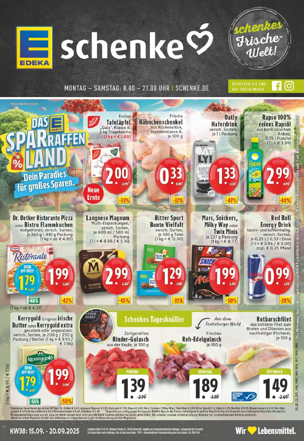 Schenke Prospekt KW38 mit aktuellen Angeboten und attraktiven Rabatten – günstige Lebensmittel, Sparen Sie bei Schenke Prospekt diese Woche!