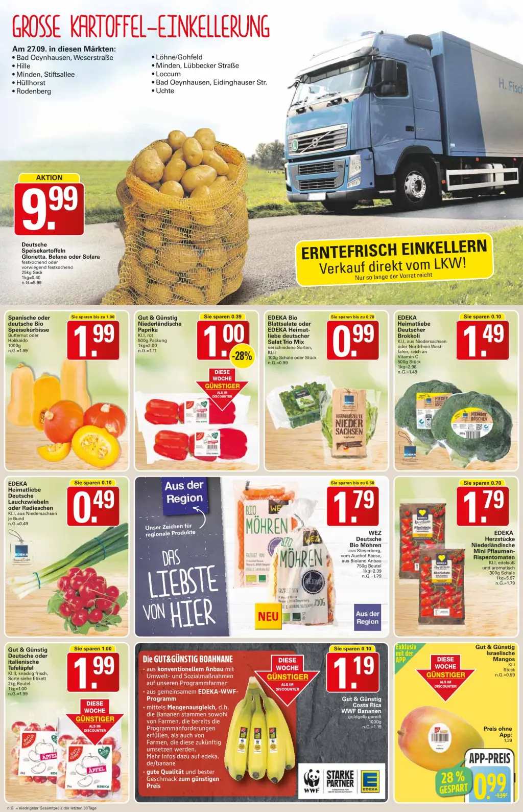 WEZ Prospekt KW39 mit aktuellen Angeboten und attraktiven Rabatten – günstige Lebensmittel, Sparen Sie bei WEZ Prospekt diese Woche!