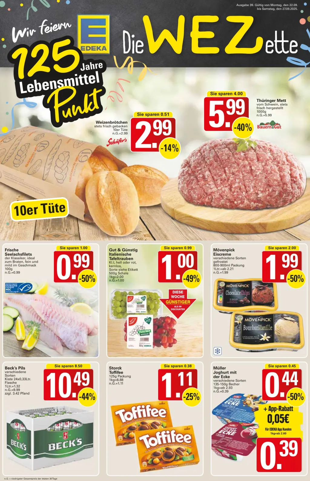 WEZ Prospekt KW39 mit aktuellen Angeboten und attraktiven Rabatten – günstige Lebensmittel, Sparen Sie bei WEZ Prospekt diese Woche!