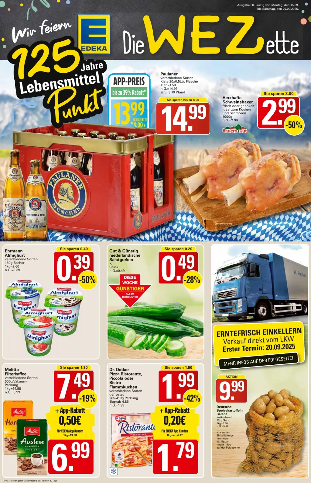 WEZ Prospekt KW38 mit aktuellen Angeboten und attraktiven Rabatten – günstige Lebensmittel, Sparen Sie bei WEZ Prospekt diese Woche!