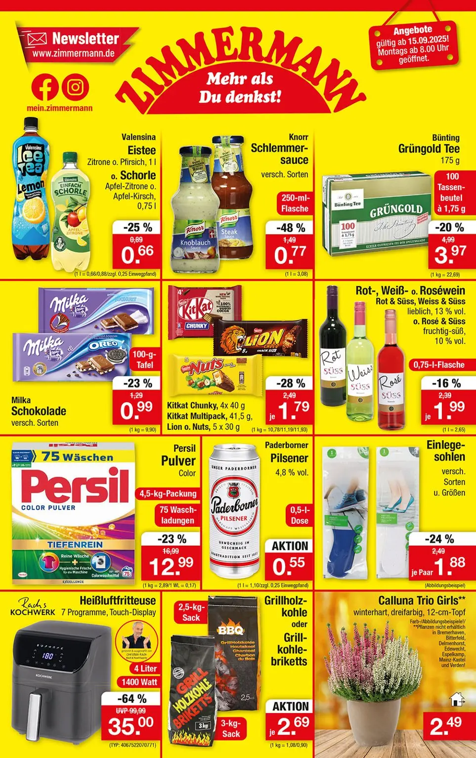 Zimmermann Prospekt KW38 mit aktuellen Angeboten und attraktiven Rabatten – günstige Lebensmittel, Sparen Sie bei Zimmermann Prospekt diese Woche!