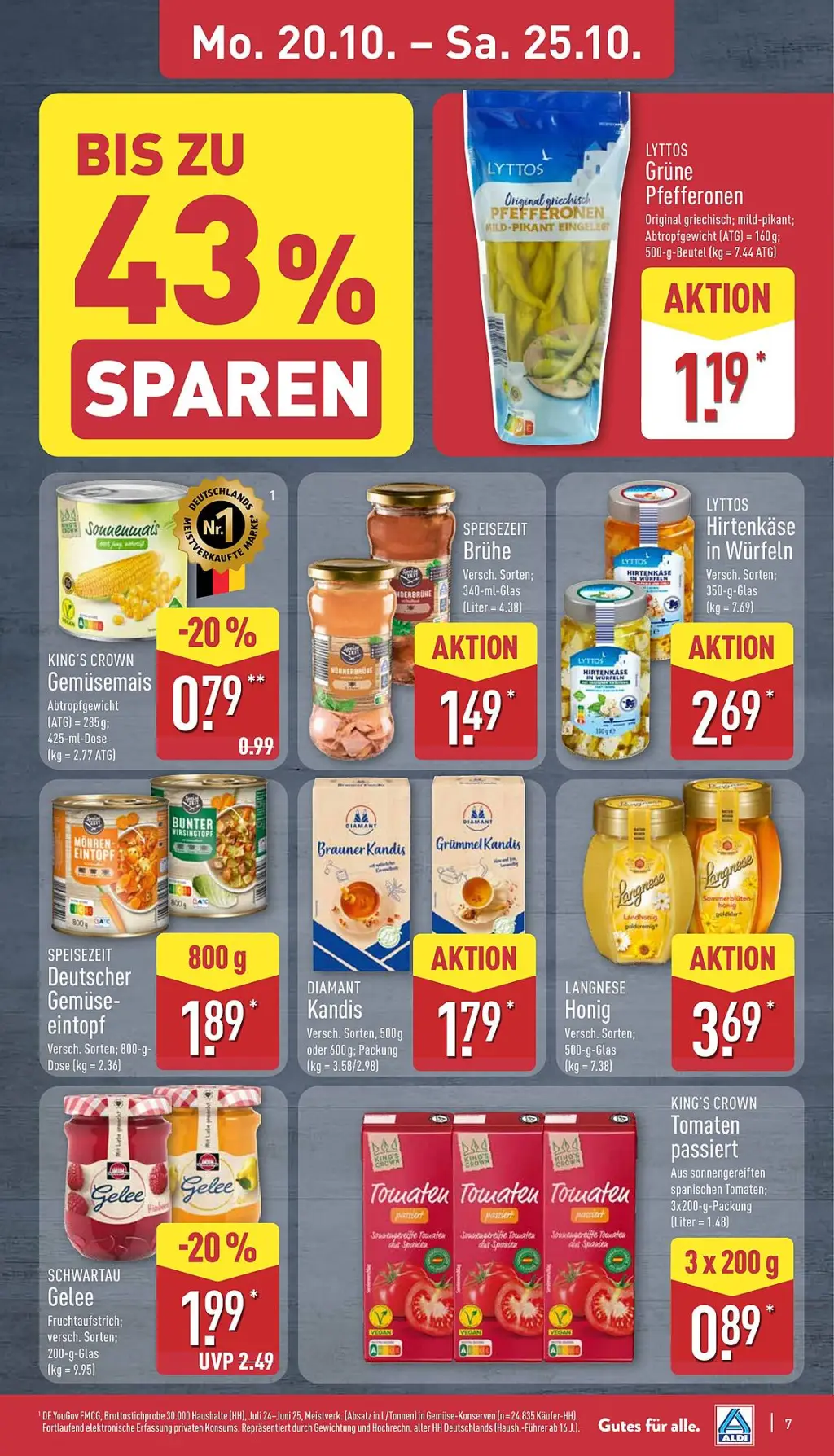 Aldi Nord Prospekt KW43 mit aktuellen Angeboten und attraktiven Rabatten – günstige Lebensmittel, Sparen Sie bei Aldi Nord Prospekt diese Woche!
