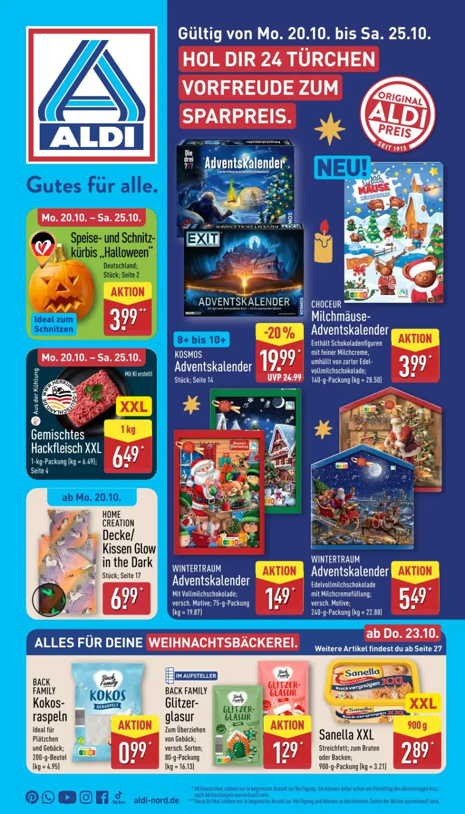 Aldi Nord Prospekt KW42 mit aktuellen Angeboten und attraktiven Rabatten – günstige Lebensmittel, Sparen Sie bei Aldi Nord Prospekt diese Woche!