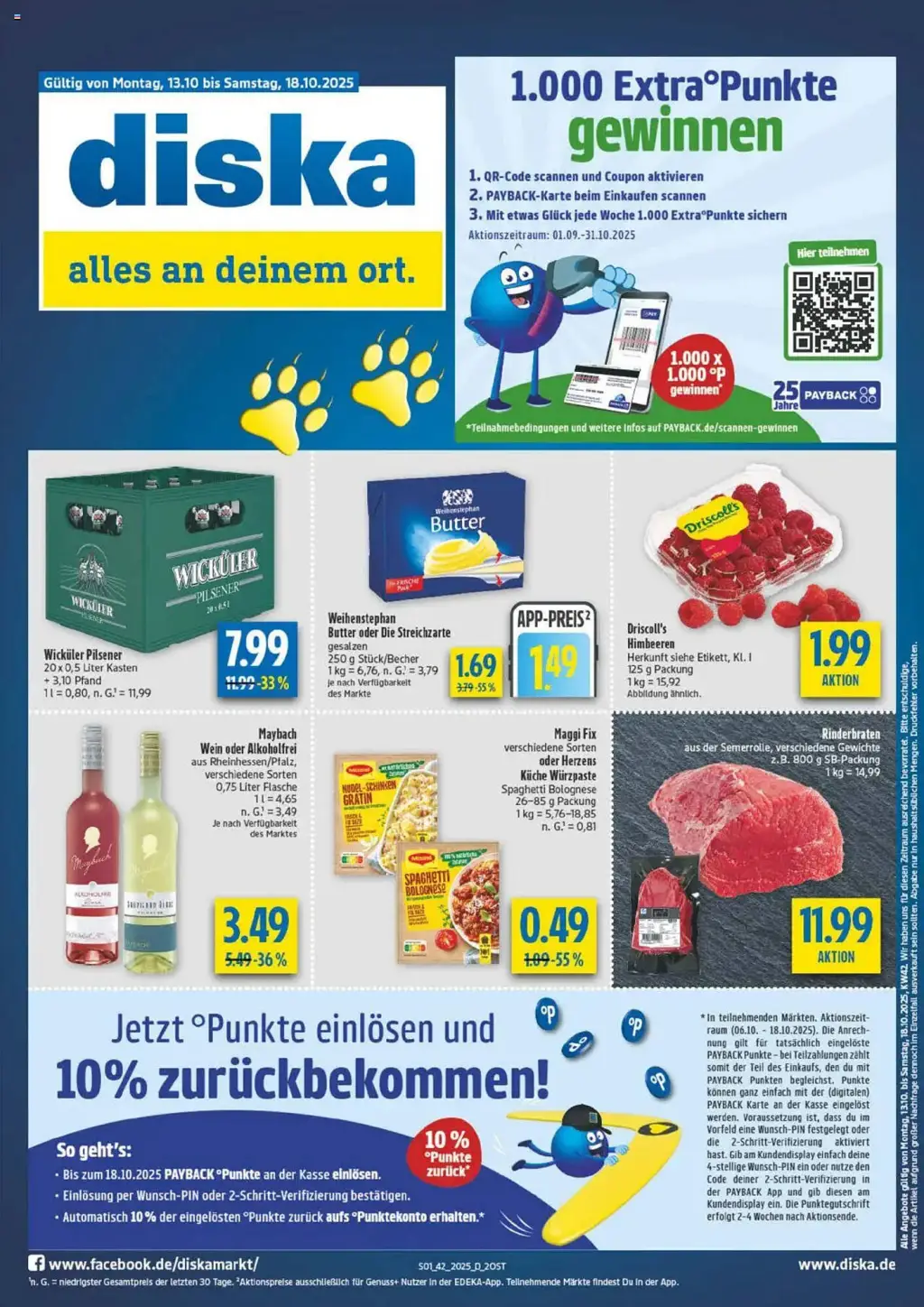 diska Prospekt KW42 mit aktuellen Angeboten und attraktiven Rabatten – günstige Lebensmittel, Sparen Sie bei diska Prospekt diese Woche!