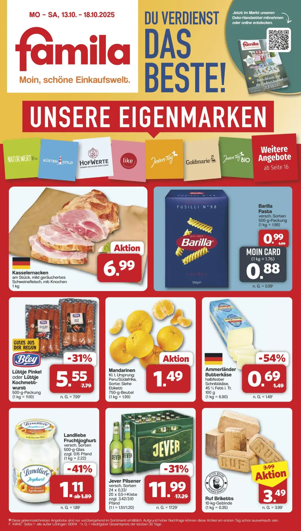 Famila Prospekt KW42 mit aktuellen Angeboten und attraktiven Rabatten – günstige Lebensmittel, Sparen Sie bei Famila Prospekt diese Woche!