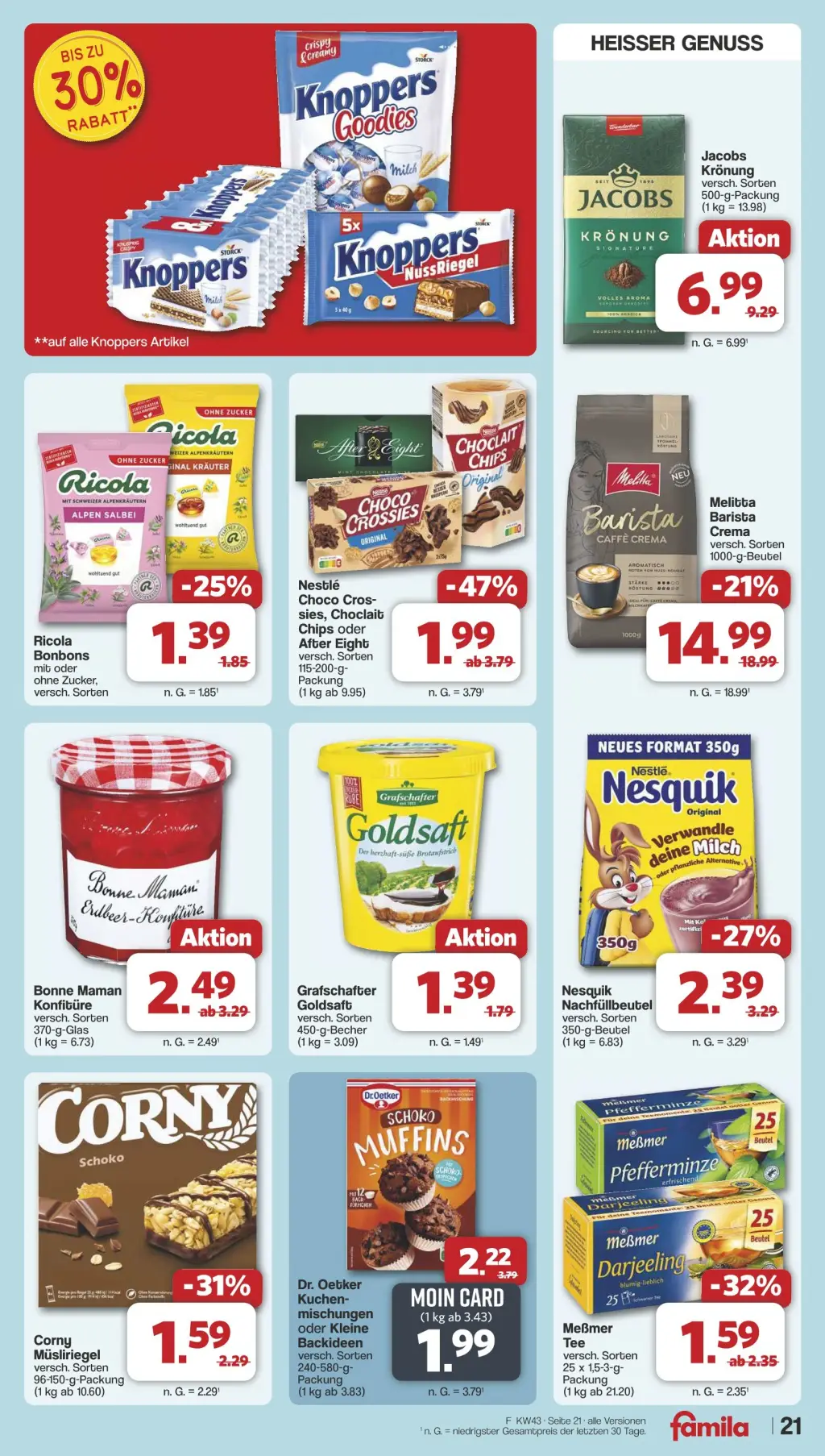 Famila Prospekt KW43 mit aktuellen Angeboten und attraktiven Rabatten – günstige Lebensmittel, Sparen Sie bei Famila Prospekt diese Woche!