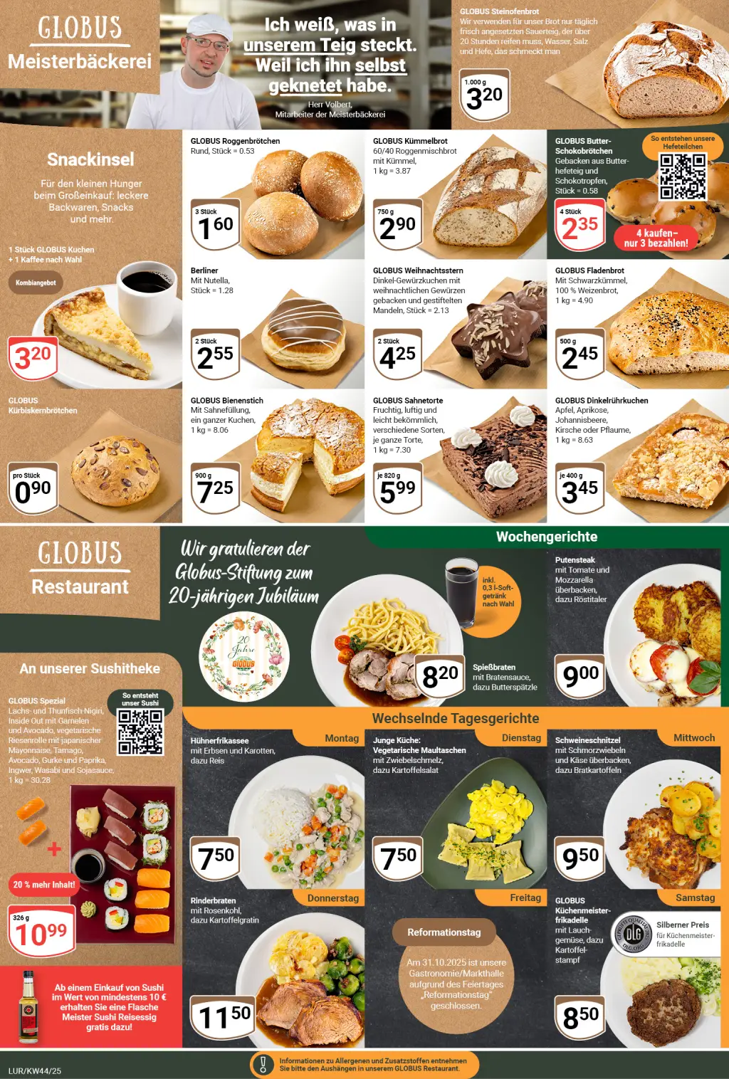 Globus Prospekt KW44 mit aktuellen Angeboten und attraktiven Rabatten – günstige Lebensmittel, Sparen Sie bei Globus Prospekt diese Woche!