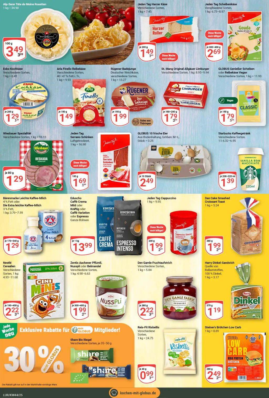 Globus Prospekt KW44 mit aktuellen Angeboten und attraktiven Rabatten – günstige Lebensmittel, Sparen Sie bei Globus Prospekt diese Woche!
