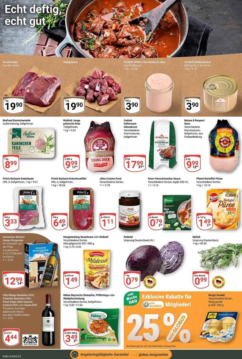 Globus Prospekt KW45 mit aktuellen Angeboten und attraktiven Rabatten – günstige Lebensmittel, Sparen Sie bei Globus Prospekt diese Woche!