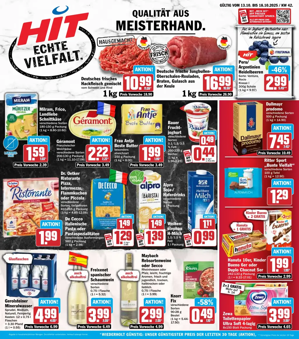 Hit Prospekt KW42 mit aktuellen Angeboten und attraktiven Rabatten – günstige Lebensmittel, Sparen Sie bei Hit Prospekt diese Woche!