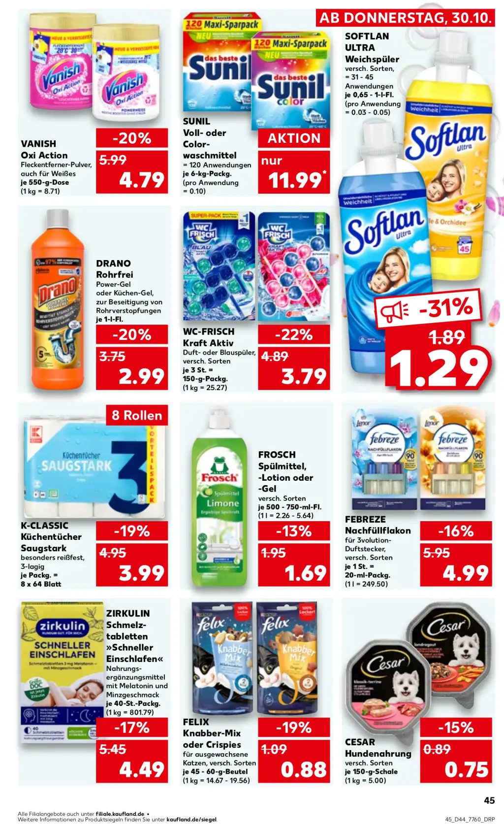 Kaufland Prospekt KW44 mit aktuellen Angeboten und attraktiven Rabatten – günstige Lebensmittel, Sparen Sie bei Kaufland Prospekt diese Woche!