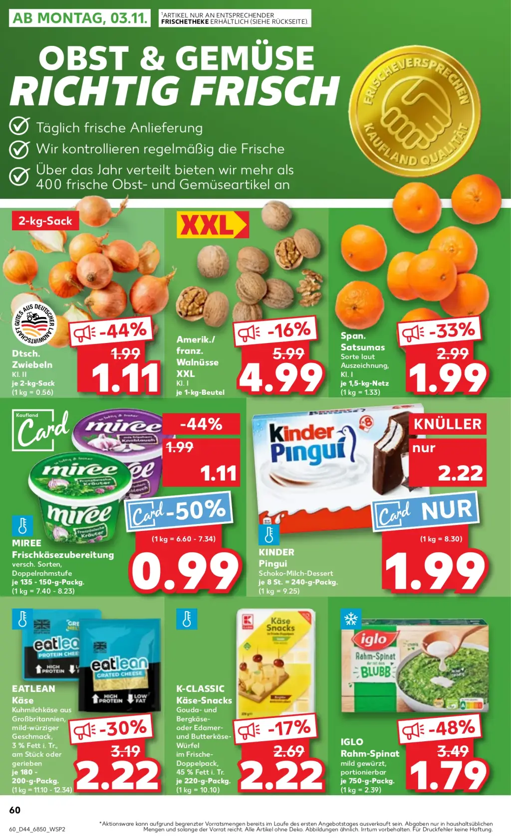 Kaufland Prospekt KW44 mit aktuellen Angeboten und attraktiven Rabatten – günstige Lebensmittel, Sparen Sie bei Kaufland Prospekt diese Woche!