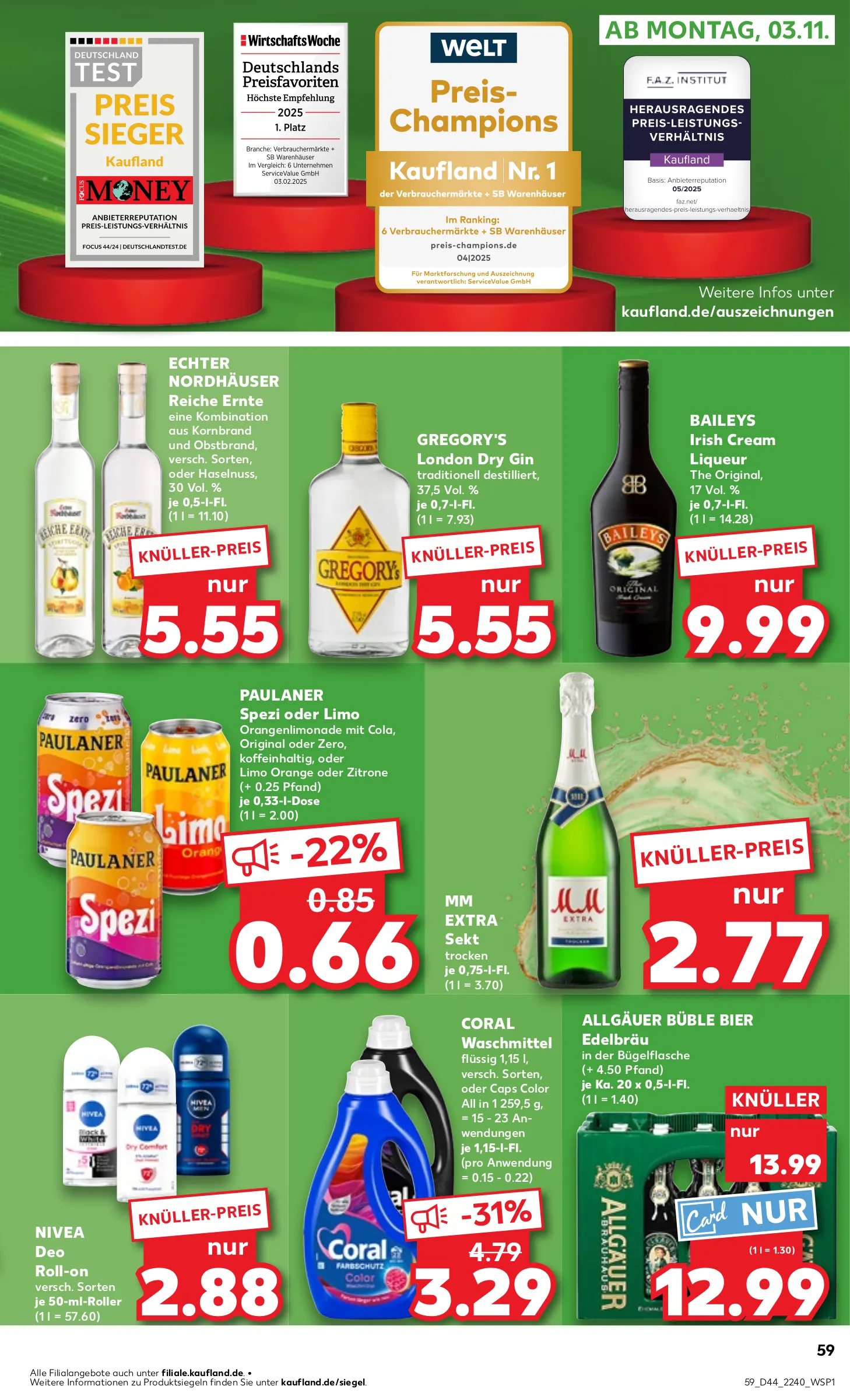 Kaufland Prospekt KW44 mit aktuellen Angeboten und attraktiven Rabatten – günstige Lebensmittel, Sparen Sie bei Kaufland Prospekt diese Woche!