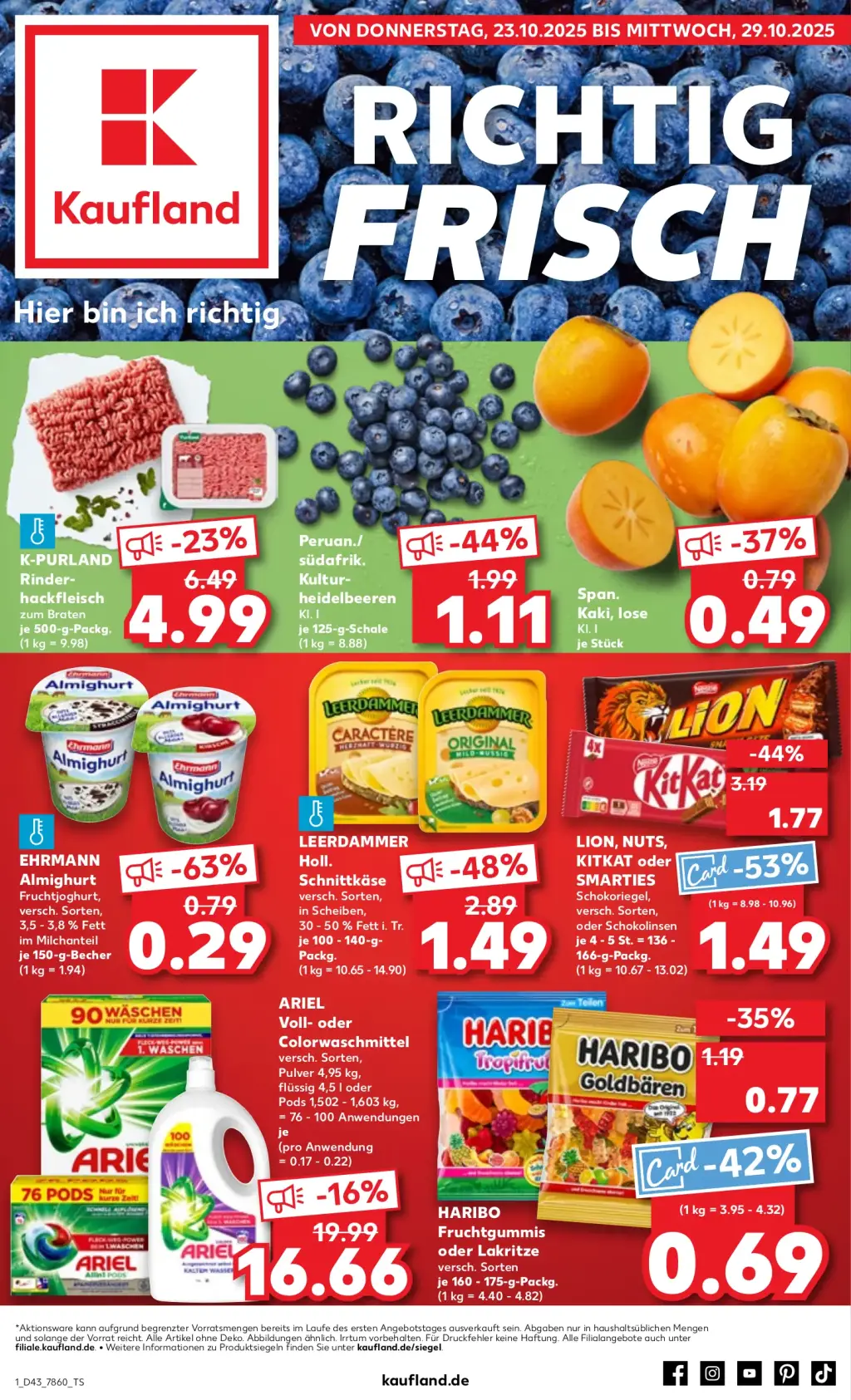 Kaufland Prospekt KW43 mit aktuellen Angeboten und attraktiven Rabatten – günstige Lebensmittel, Sparen Sie bei Kaufland Prospekt diese Woche!