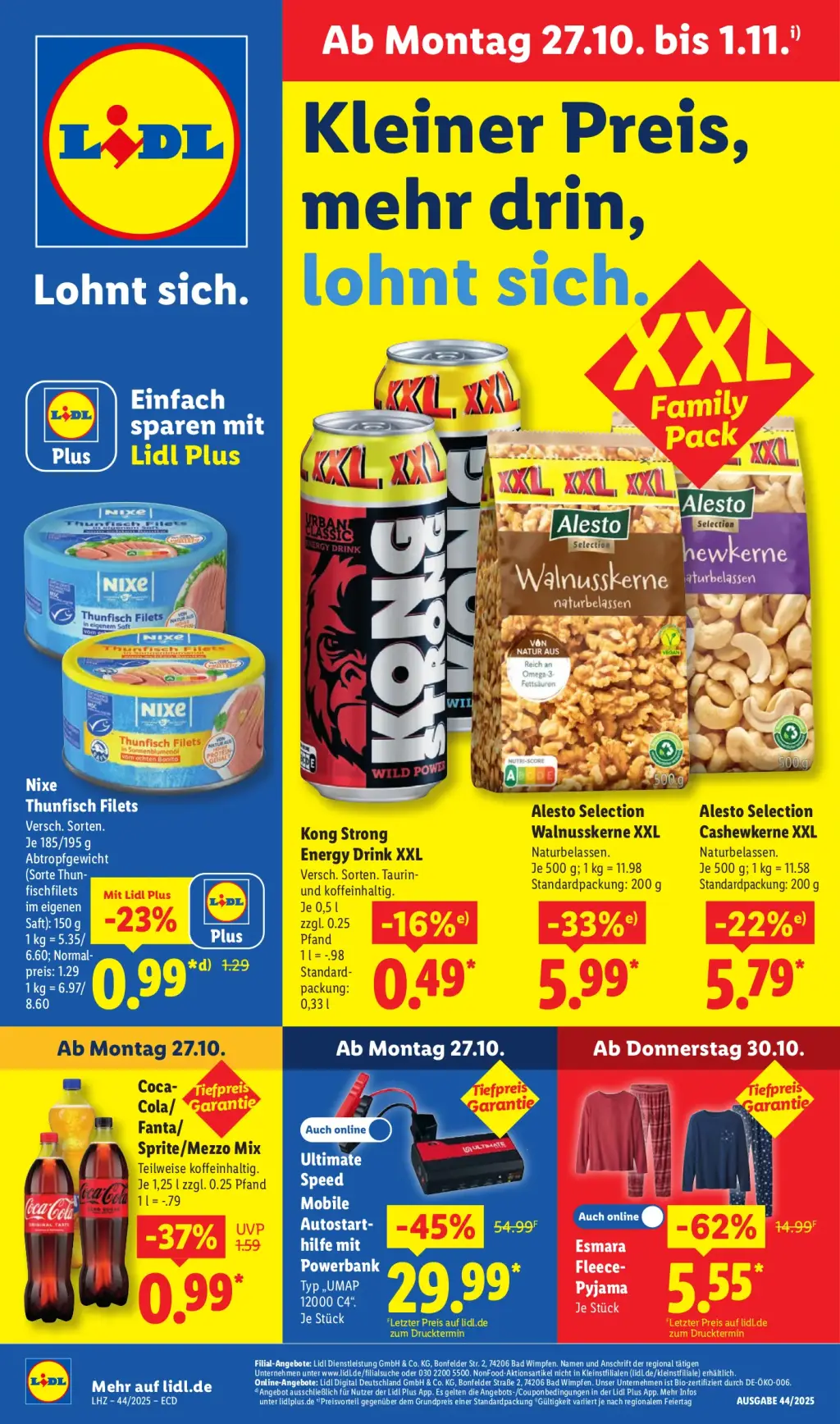 Lidl Prospekt KW44 mit aktuellen Angeboten und attraktiven Rabatten – günstige Lebensmittel, Sparen Sie bei Lidl Prospekt diese Woche!