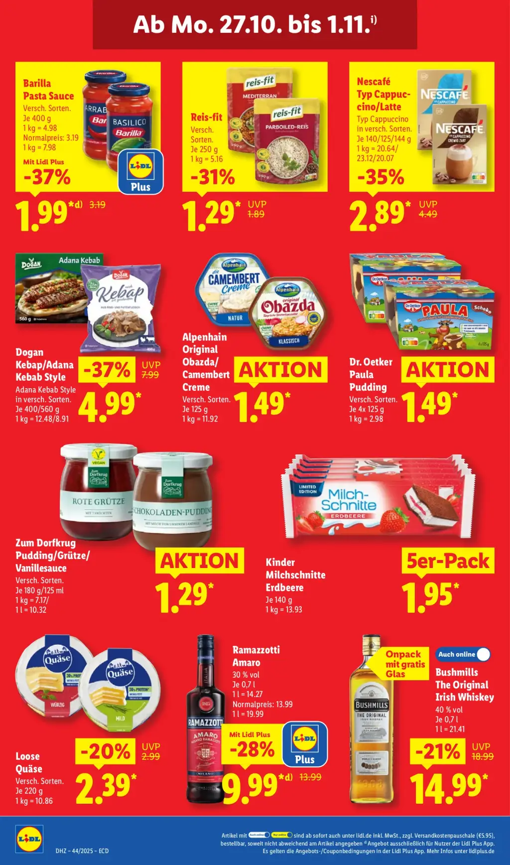 Lidl Prospekt KW44 mit aktuellen Angeboten und attraktiven Rabatten – günstige Lebensmittel, Sparen Sie bei Lidl Prospekt diese Woche!