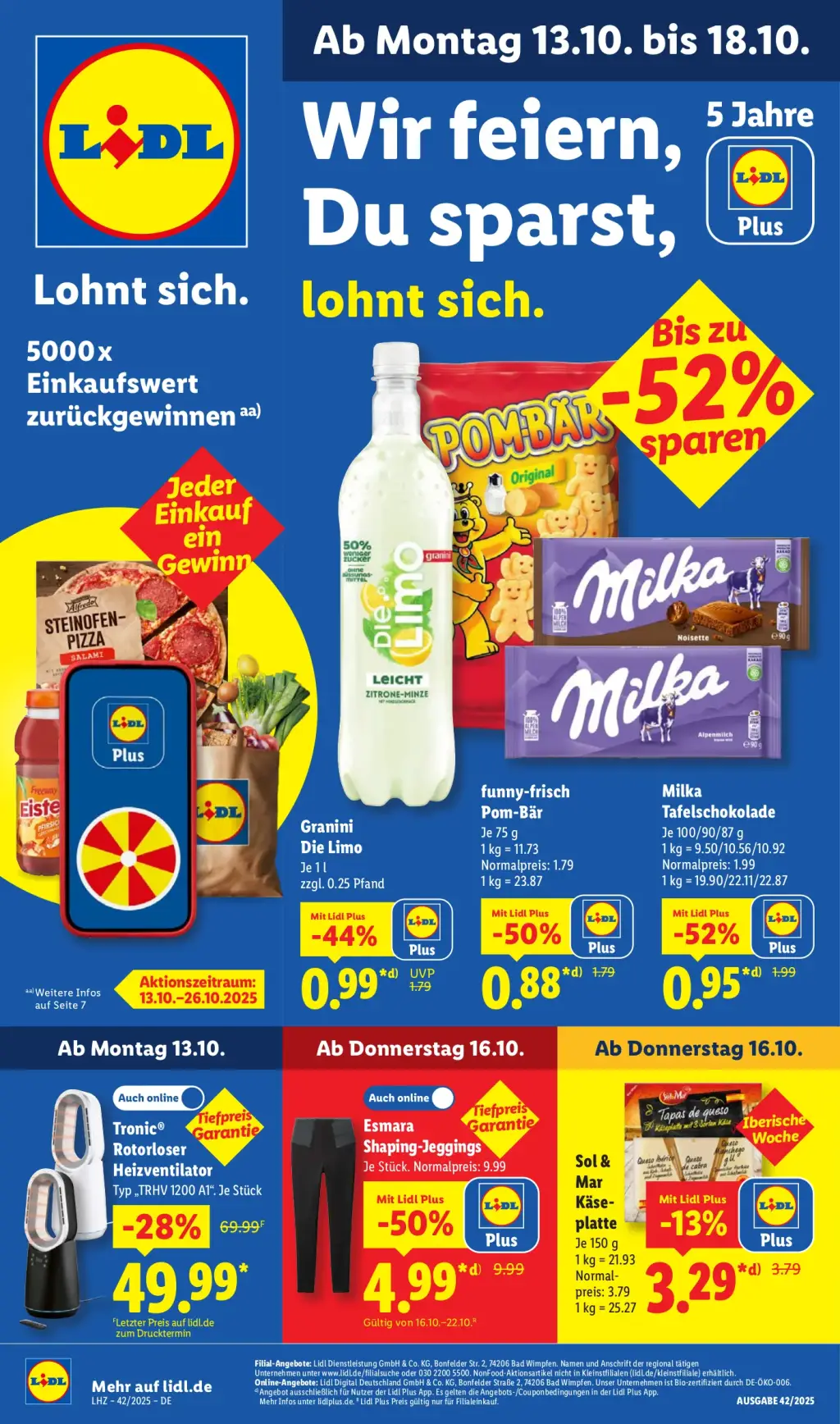 Lidl Prospekt KW42 mit aktuellen Angeboten und attraktiven Rabatten – günstige Lebensmittel, Sparen Sie bei Lidl Prospekt diese Woche!