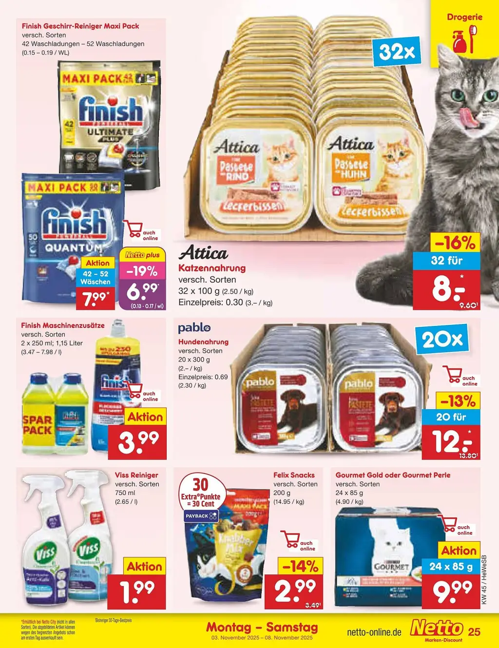 Netto Marken-Discount Prospekt KW45 mit aktuellen Angeboten und attraktiven Rabatten – günstige Lebensmittel, Sparen Sie bei Netto Marken-Discount Prospekt diese Woche!